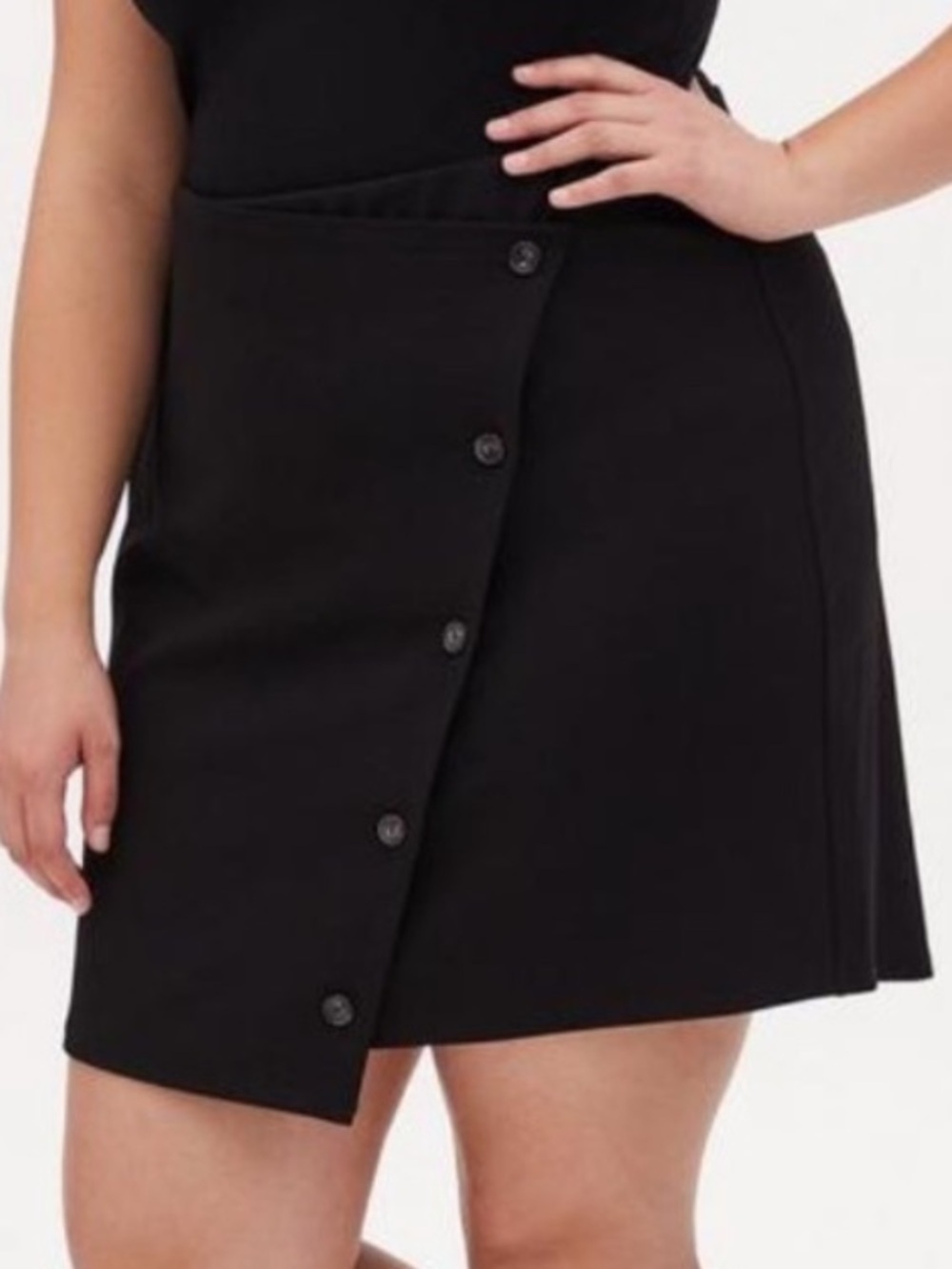 Torrid Black Button Layover Scuba Mini Skirt Size 1X Career Office Wear